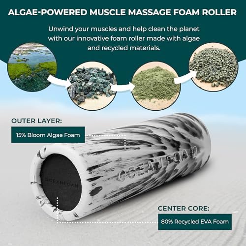 Oceanfoam Smooth Soft Foam Roller (Black Marbled) - Beginner, Travel Sized Low Density Foam Roller for Home & Gym, Physical Therapy, Back Pain, & Exercise - Yoga & Athletics (12.5" x 5") - Image 4