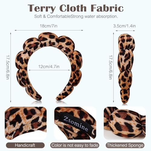 Ztomine Spa Headbands for Washing Face or Facial, Set of 2 Skincare, Terry Cloth Headband Wash Headband Combo Pack - Puffy Makeup Headbands for Face Washing, Mask, Skin Treatment - Image 3