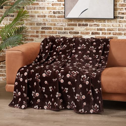 Lucky Brand Daisy Brown Floral 50"X70" Cozy Plush Blanket - Premium Microfiber Throw for Luxurious Comfort and Style - Image 4
