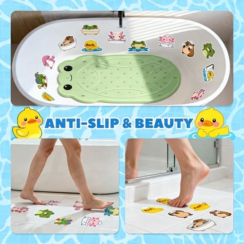UNEEDE Kids Bathtub Mat Non Slip with 17PCS Bathtub Stickers for Toddlers - Image 5