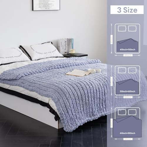 Chunky Knit Throw Blanket for Couch，60X80 Inches Grey - Image 4