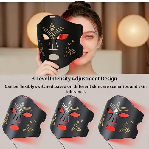 Red Light Therapy for Face, LED Face Mask Light Therapy, 4 Light Modes with NIR, Red & Blue LED Light Therapy USB-C, Remote Control Portable LED Mask for Home & Travel (Black) - Image 4