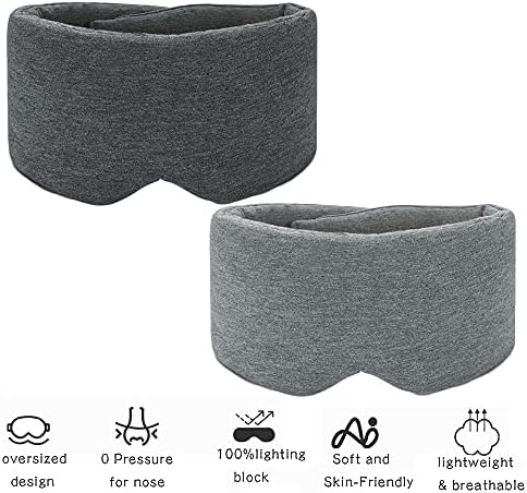 SUWEISHI 2 Pack 100% Cotton Ultra Soft Sleep Mask, Zero Pressure Natural Smooth Eye Cover with Adjustable Strap, Ultimate Sleeping Aid, Blocks Light, Comfortable Blindfold for Airplane/Nap/Travel - Image 3