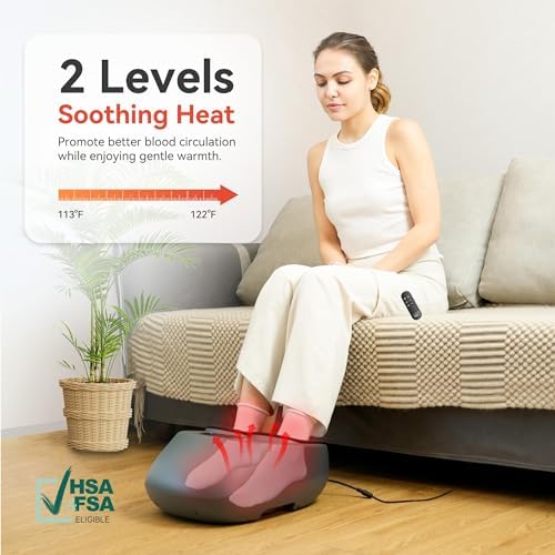 Snailax Shiatsu Foot Massager with Heat, Compression, Vibration, Electric Foot Massager Machine for Plantar Fasciitis, Neuropathy,Kneading, Foot Warmer with Remote Control, Size 13 - Image 4
