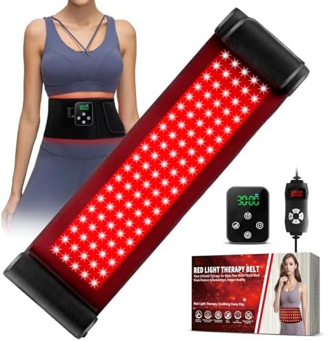 2-in-1 Cordless Red Light Therapy Belt, Wired & Wireless Controller 3000mAh Rechargeable Battery Magnetic LED Screen, 49" * 7" Wearable 660nm & 850nm Red Light Therapy Wrap Belt for Body by GMOWNW