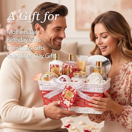 17Pcs Spa Gifts Bath Skin Care Set Relaxing Rose Spa Gift Baskets for Women - Image 2