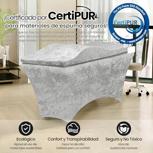 Lash Bed Foam Topper, Massage Table High-Density Foam Mattress Topper, Ergonomic Curved Lash Bed Cushion for Beauty Salon (ICEGRAY Set, 71 inches X 27.6 inches(180cm X 70cm)) - Image 2