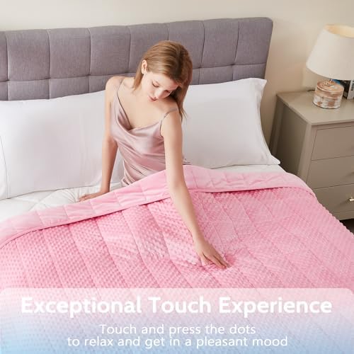 L'AGRATY Weighted Blanket for Adult - 80"x87" 25lbs Minky Dots Heavy Blanket with Glass Beads Soft Breathable for All-Season Summer Fall Winter Thick Comfort for Sleeping - Image 5