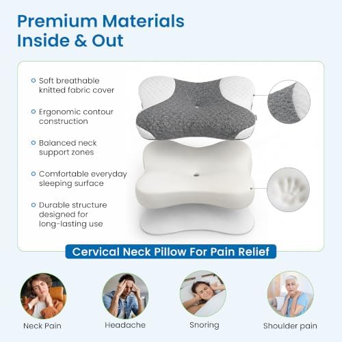 Cervical Neck Pillow, Ergonomic Neck Pain Relief Memory Foam Support Pillow - Image 6
