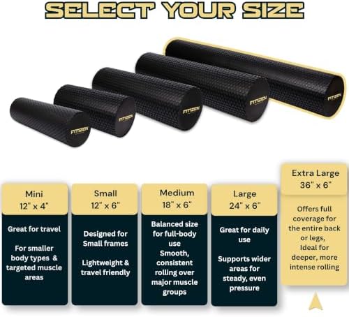 Foam Roller for Muscle Massage, Stiff Back Pain Relief, Physical Therapy, Deep Tissue, Exercise Equipment for Home Gym, Stress, Yoga, Pilates for the Fit Citizen (Black, XL 36 x 6 inches) - Image 2