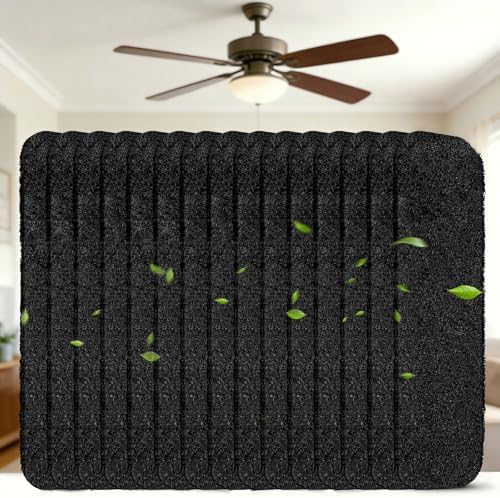 15Pcs Ceiling Fan Filters for Blades, Activated Coconut Shell Carbon Ceiling Fan Filters, Unscented Fan Blade Air Purifier Pads for Common Household Contaminants, Easily Sticks by WAWINYAirVentFilters