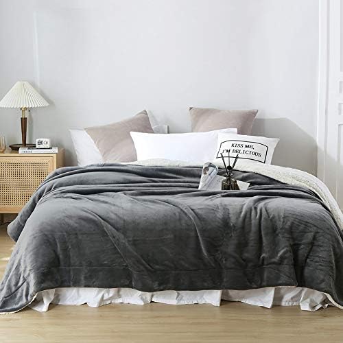 NANPIPER Flannel Blanket Reversible Sherpa Throw Blanket Super Soft Fuzzy Plush Microfiber (90"x90" Gray) Queen - Image 6