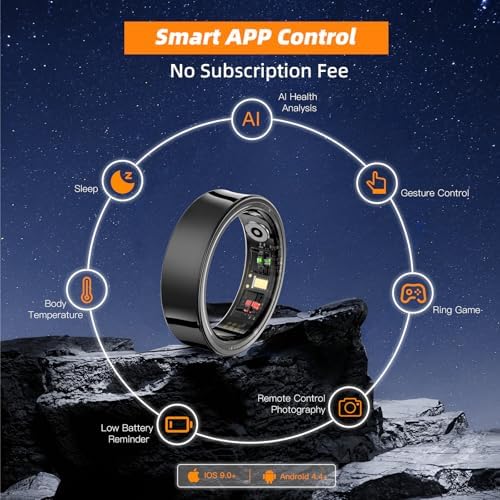 Smart Ring for Women Men, 24-Hour Body Temperature Track, Black,#12 - Image 6