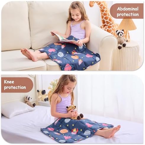 yescool Weighted Lap Pad 2 Pounds Weighted Lap Blanket, Space Plane Small Weighted Blanket, Weighted Throw Blanket Gifts for Travel Indoor Outdoor, 20"x30" - Image 4