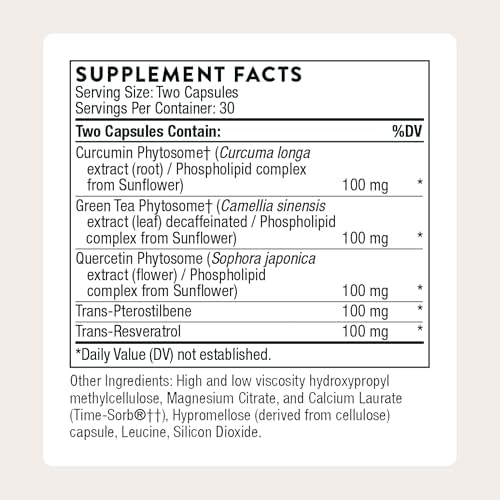 THORNE - Resveratrol Complex - Supports Healthy Aging* - Trans-Resveratrol Supplement with Green Tea, Quercetin & Curcumin Phytosome - Third-Party Certified - Gluten, Dairy & Soy-Free - 60 Capsules - Image 2