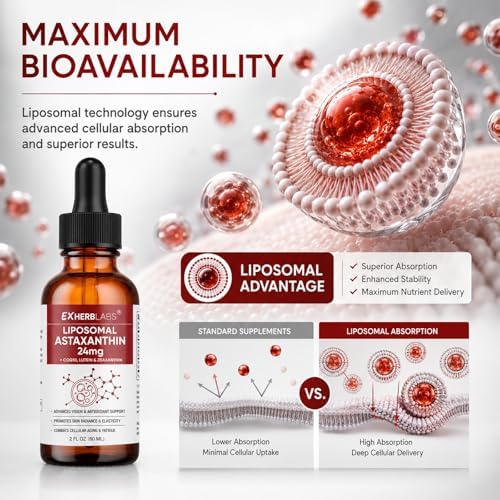 Liposomal Astaxanthin 24mg Liquid Drops, Antioxidant Support - Image 6