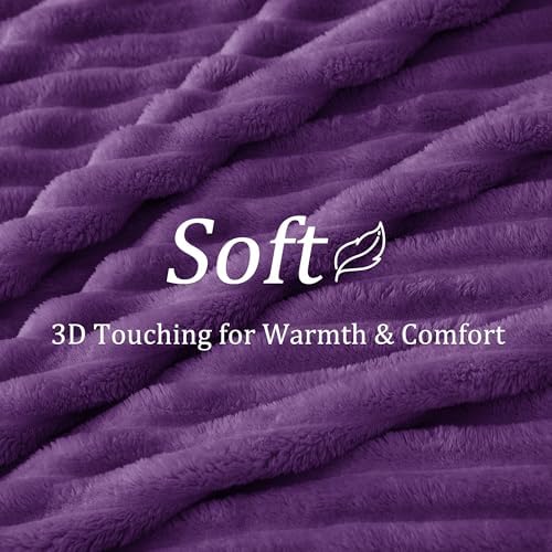 BEDELITE Ribbed Purple Throw Blanket for Couch, 50"x60" - Image 4