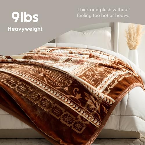Nestl Korean Mink Blanket Queen Size - 9 Lbs Velvet Fleece Korean Blanket - 2 Ply Warm & Thick Winter Blanket - Wrinkle & Fade Resistant - 79 x 94 Inches (Brown) - Image 4