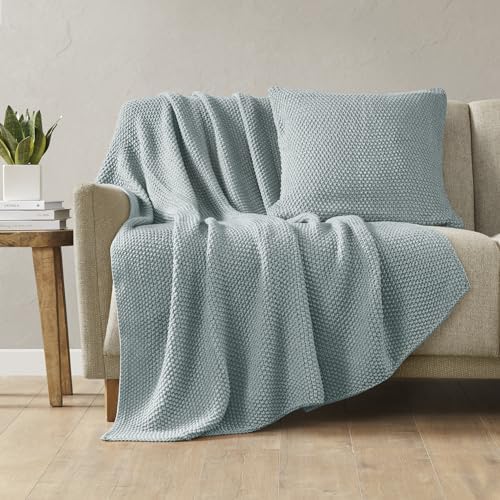 INK+IVY Bree Knit All Season Throw Blanket for Sofa, 50 x 60, Light Blue by INKIVY