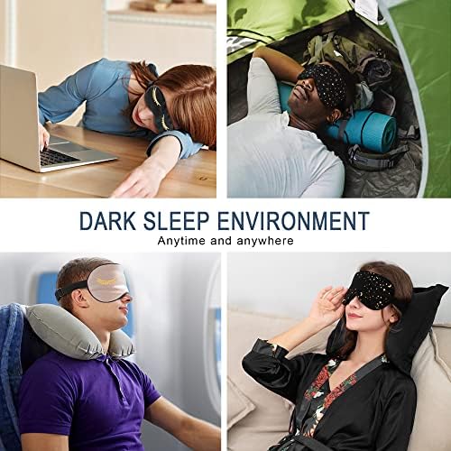 townssilk 100% silk sleep mask with adjustable strap,comfortable and super soft eye mask ultimate sleeping aid,blindford silver stars - Image 7