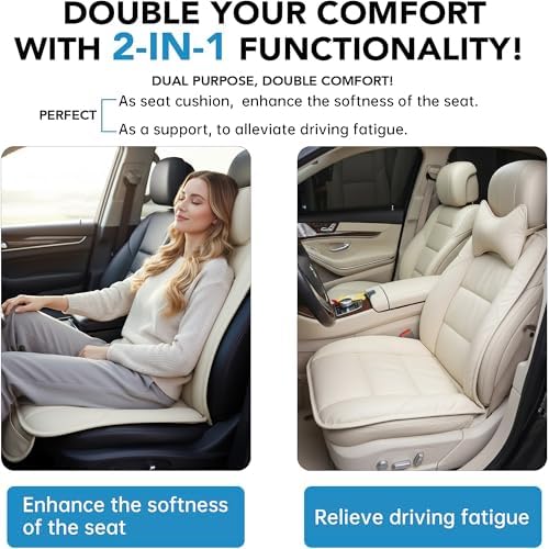 CORRIDOR Genuine Leather Seat Cushion for Car - Handmade - Relieve Hip, Pressure and Sciatica Pain - Ideal for Lower Back Pain - for Office Chair and Car Seat (Off White, Seat + Backrest) - Image 4
