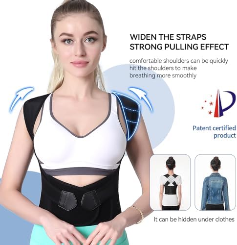VOKOKOYA Posture Corrector for Women and Men,Adjustable Shoulder Straightener,Back Support Brace,Upper Spine scoliosis, hunchback Black XX-Large - Image 2