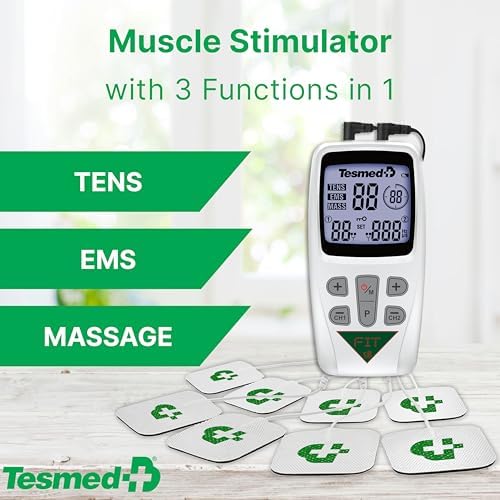 TESMED Fit 5.8: Muscle Stimulator for EMS, TENS, Massage (3 functions in 1), 22 programs, 6 of which are customizable, ideal for pain relief and stimulation of the abdomen, buttocks, and chest muscles - Image 2