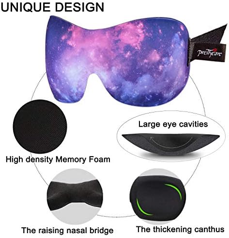 PrettyCare 3D Sleep Mask 2 Pack,Eye Mask for Sleeping 3D Contoured Sleeping Mask Blackout Out Light - Blindfold Airplane with Ear Plugs, Night Masks with Travel Bag (Ultra Purple and Black) - Image 3