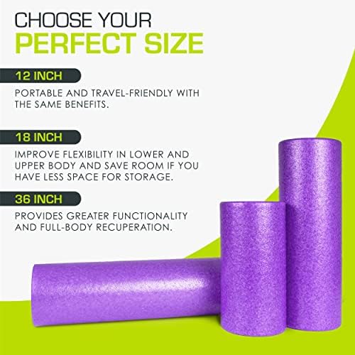 ProsourceFit High Density Foam Rollers 12 - inches long, Firm Full Body Athletic Massager for Back Stretching, Yoga, Pilates, Post Workout Trigger Point Release, Purple - Image 4