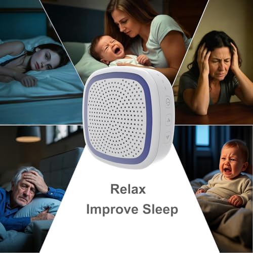 White Noise Machine,Wireless Connect Sound Machine with 36 Soothing Sounds, Sleep Machine for Adults Baby Kids，Memory Function,3 Timers,15 Volume Levels for Home, Office, Travel. (White-Blue, Small) - Image 5