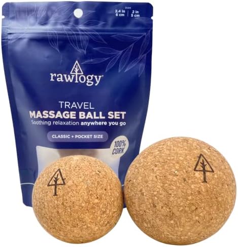 Travel Cork Massage Ball | Lightweight, Sustainable Alternative to Lacrosse Ball for Muscle Pain Relief (2 Piece Assortment, Sanded Cork) by Rawlogy%C2%AE