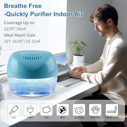 Water-Based Purifier Air Washer, Air Revitalizer & Freshener, Air Fresher with 7 LED Color Changing Light for Rooms (Blue) - Image 4