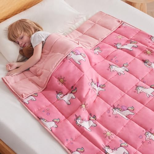 anfie Weighted Blanket(40"x60" 7lbs) Weighted Blanket Cooling Blanket for Resting,Throw Size Breathable Blanket with Premium Glass Bead(Little Unicorn) by anfie