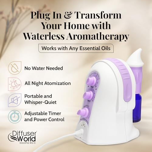 1000 Sq Ft Waterless Diffuser for Essential Oils, Made in USA Lavender Waterless Aroma Atomizer for Home Large Room Fragrance, Home Scent Machine, Air Aromatherapy with Adjustable Timer - Image 2