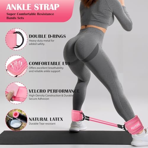 KUTIZE Ankle Resistance Bands with Cuffs & Fabric Resistance Bands Set - Legs & Glutes Workout Equipment for Women & Men, Home Gym Heavy Exercise Bands for Hip, Yoga, Strength Training, Rehab, Pilates - Image 6