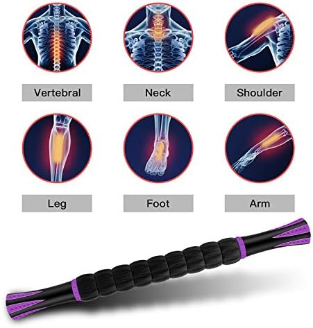Muscle Roller Massage Roller Stick- Deep Tissue Fascia Blaster for Myofascial Pain Relief, Lymphatic Drainage & Body Sculpting, Handheld Physical Therapy & Recovery Tool (Purple Black-18 inch) - Image 3