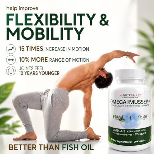 Bricker Labs Omega Cyclo Mussel Plus UC-II® | ETArol® New Zealand Green-Lipped Mussel with UC-II® Undenatured Type II Collagen | Joint Comfort, Mobility & Healthy Inflammatory Response | 90 Capsules - Image 4