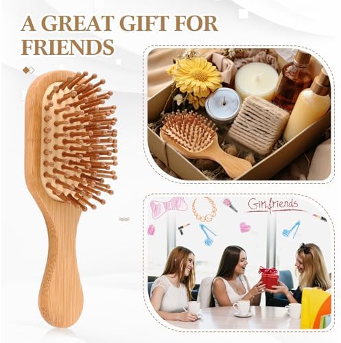 FoldTier 6 Pack Mini Bamboo Hair Brush Bulk Wooden Travel Small Hairbrush - Image 6