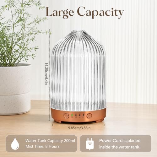 Essential Oil Diffuser for Home- 200ml Aromatherapy Diffuser for Essential Oils with 4 Timer, 7 Color LED Lights Waterless Auto Shut-Off for Home Office Décor Gifts for Women - Image 3