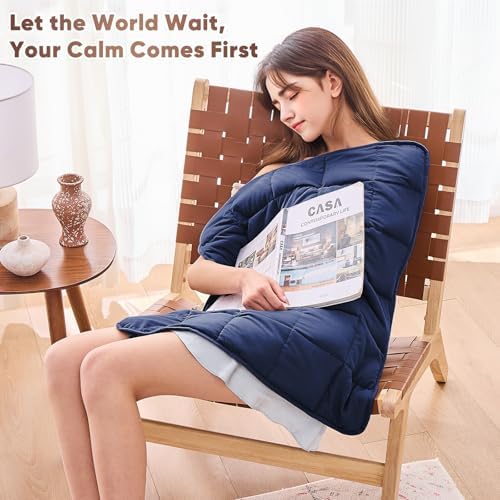 Weighted Blanket for Adults 5lbs, 29"x33", Cooling Heavy Throw Blanket, Microfiber Soft Big Blankets Weighted Comforter, Navy - Image 2