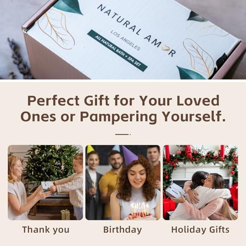 Natural Amor Spa Gifts for Women,Luxurious Rose Scent Bath gift for her, 6pc Bath & Body gift including Soap Bar, Bath Bomb, Bath Salt - Image 6