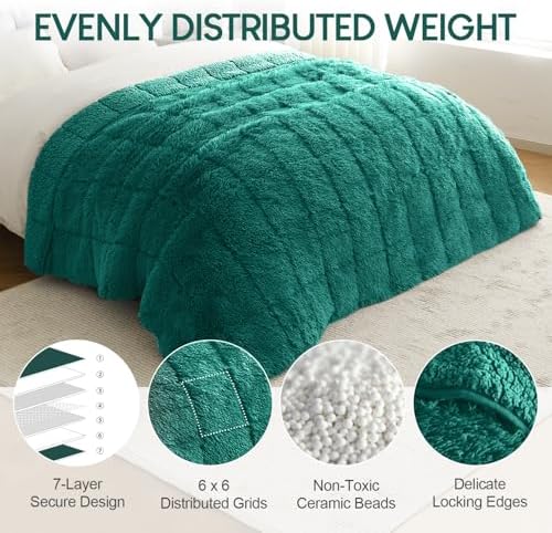 Cottonblue Weighted Blanket 15lbs for Twin Bed, Faux Fur Sherpa Weighted Blanket for Adults, Plush Cozy Bed Heavy Blanket for Calm and Relax,Forest Green, 48x72 inches - Image 5