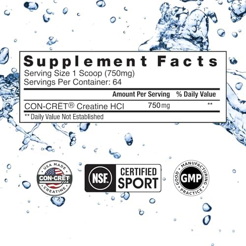 CON-CRET Creatine HCl Powder | Muscle, Cognitive, Cellular Energy Support | No Bloating or Cramps | USA Made & NSF Certified | Unflavored (64 Serving) (Pack of 2) - Image 2