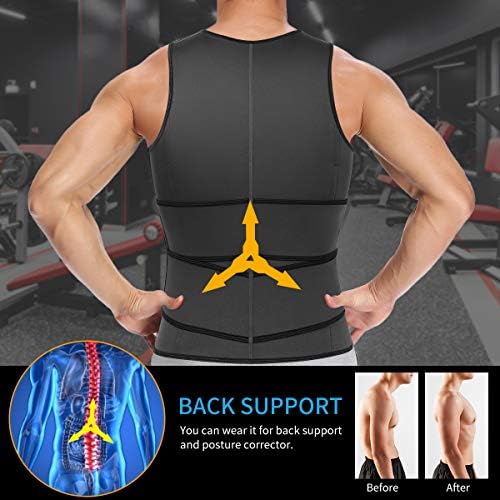 SHAPERIN Men Neoprene Sauna Zipper Waist Trainer Vest Tank Top Trimmer Body Shaper - Image 3