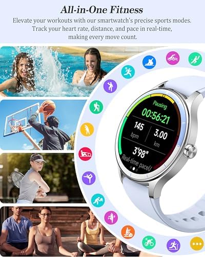 Smart Watch for Women, Ladies & Men, 1.27'' Fitness Watch [41mm case] with Call Receive/Dial, Heart Rate/Stress/Sleep Monitor, AI Voice, IP68 Waterproof Smartwatch with Calculator, Calendar, Games - Image 5