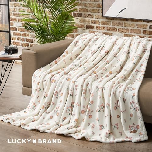 Lucky Brand Daisy Ivory Floral 90"X90" Cozy Plush Blanket - Premium Microfiber Throw for Luxurious Comfort and Style Full/Queen Size - Image 4