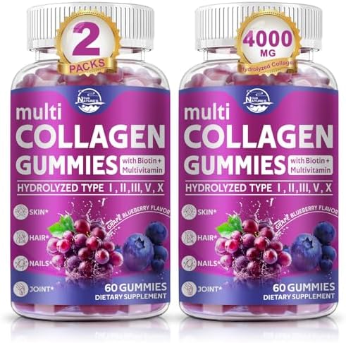 Nature's live Multi Collagen Peptides Gummies, Type I, II, III, V, X by NaturesLive
