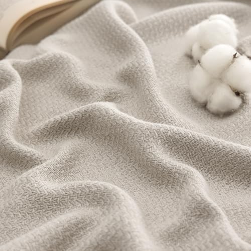 Bedsure 100% Cotton Blanket, Herringbone Weave, King, Linen Beige by Unknown