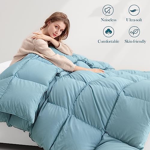 SNOWMAN Premium Down Comforter Super King Size,Blue Duvet Insert All Season - Image 6