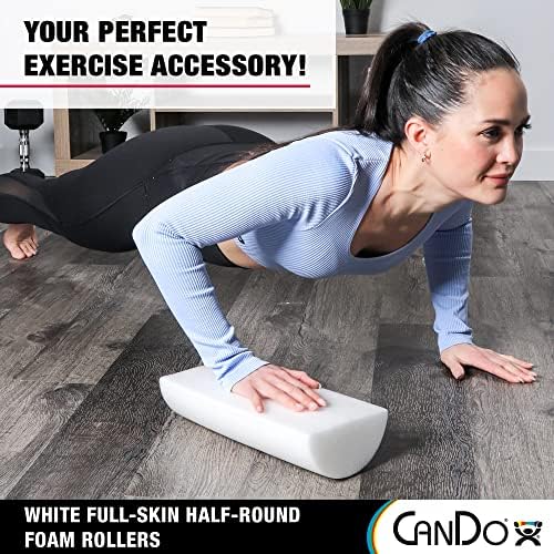 Cando-30-2341 Full-Skin PE Foam Roller For Muscle Restoration, Massage Therapy, Sport Recovery, And Physical Therapy. White, 6" x 12", Half-Round - Image 3